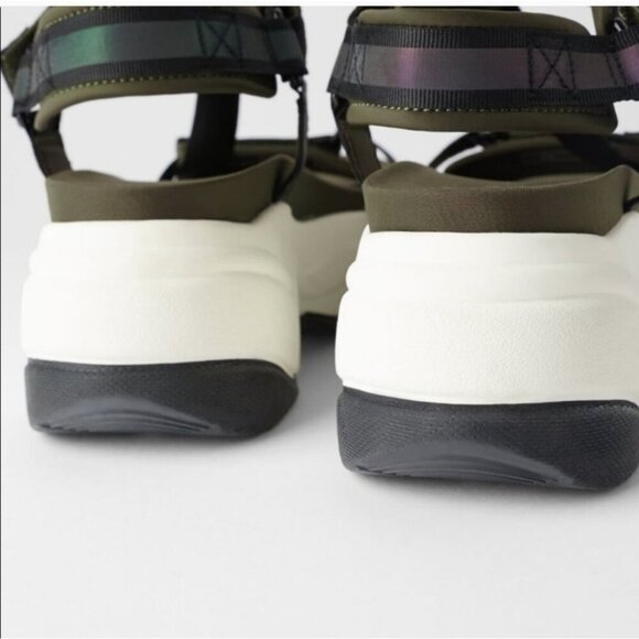 ZARA | Chunky sandals sporty reflective straps green purple platform sz 40 - Picture 3 of 8
